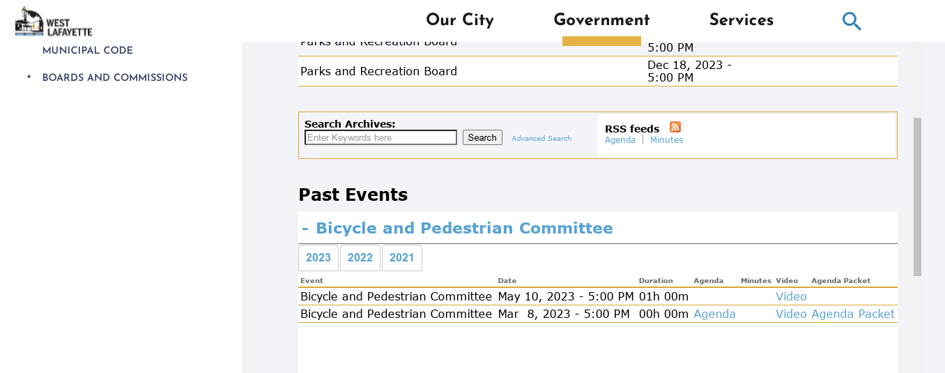 West Lafayette, Indiana:  Bicycle and Pedestrian Committee, 2023-05-10