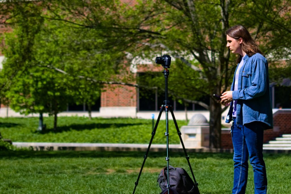 Photographer on campus during Purdue's Grand Prix weekend